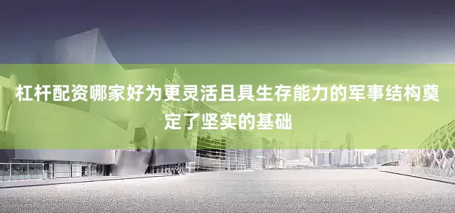 杠杆配资哪家好为更灵活且具生存能力的军事结构奠定了坚实的基础